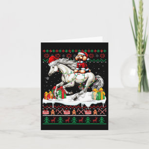 Santa Poedel Rijden Paard Kerstmis Trui Lover Kaart