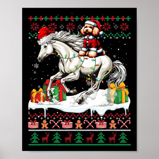 Santa Poedel Rijden Paard Kerstmis Trui Lover Poster (Voorkant)