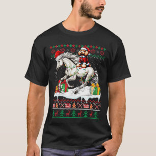 Santa Poedel Rijden Paard Kerstmis Trui Lover T-shirt