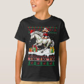 Santa Poedel Rijden Paard Kerstmis Trui Lover T-shirt (Voorkant)