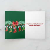 Santa & Poedel Vrolijk Kerstgroen Wenskaart Notitiekaartje (Binnen)