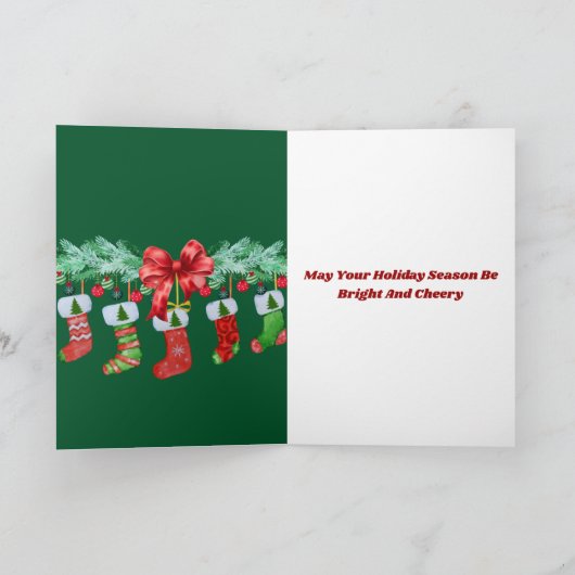 Santa & Poedel Vrolijk Kerstgroen Wenskaart Notitiekaartje (Binnen)