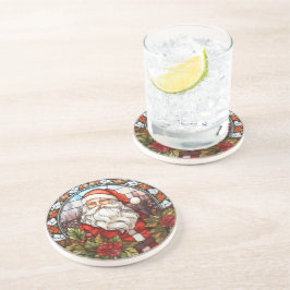  Santa Poinsettia Glas in lood Vakantie Zandsteen Onderzetter