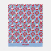 Santa Poinsettia Traditionele Naam toevoegen Kerst Fleece Deken (Voorkant)