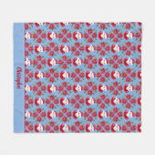Santa Poinsettia Traditionele Naam toevoegen Kerst Fleece Deken (Voorkant (Horizontaal))