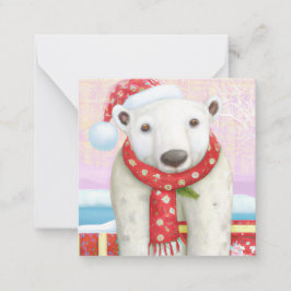 Santa Polar Bear budget mini Kerstmis Notitiekaartje