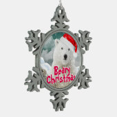Santa Polar-Beer | Kerstavond in Beary Tin Sneeuwvlok Ornament (Links)