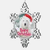 Santa Polar-Beer | Kerstavond in Beary Tin Sneeuwvlok Ornament (Rechts)