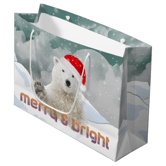 Santa Polar-Beer | kerstcadeautas voor beiers Large Cadeautasje (Voorkant Gekanteld)
