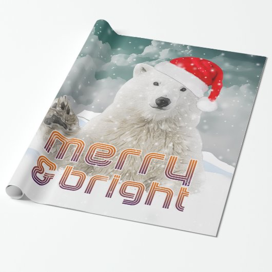 Santa Polar-Beer | kerstpapier voor beenderbakken Cadeaupapier (Uitgerold)