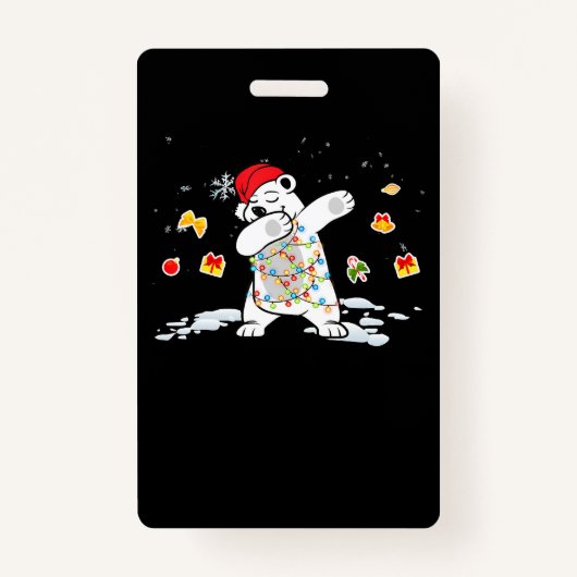 Santa Polar-Beer met kerstverlichting Beer Lover Badge (Voorkant)