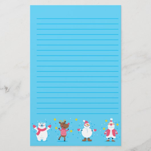 Santa Polar Beer Snowman Reindeer Stationery Briefpapier (Voorkant)