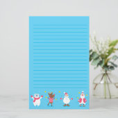 Santa Polar Beer Snowman Reindeer Stationery Briefpapier (Staand voorkant)