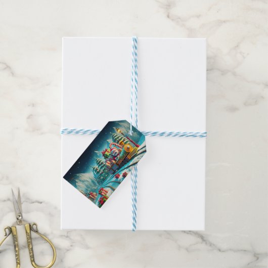 SANTA POLAR EXPRESS KERSTAVOND CADEAULABEL (Met Touw)