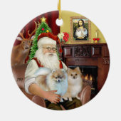 Santa - Pomeranians 9two) Keramisch Ornament (Achterkant)