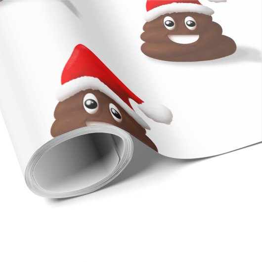 Santa Poo Emoji Cadeaupapier (Rol Hoek)