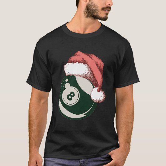 Santa Pool Ball Player Christmas Ball Pool T-shirt (Voorkant)