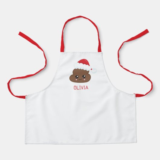 Santa Poop Emoji Aangepaste Kinder feestdag pron Schort (Voorkant)