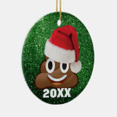 Santa Poop Emoji met kerstversiering voor kerstmis Keramisch Ornament (Rechts)
