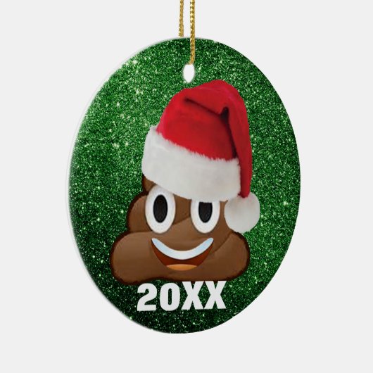 Santa Poop Emoji met kerstversiering voor kerstmis Keramisch Ornament (Rechts)