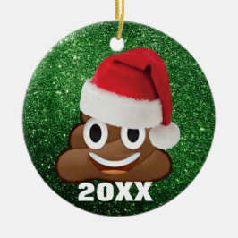 Santa Poop Emoji met kerstversiering voor kerstmis Keramisch Ornament