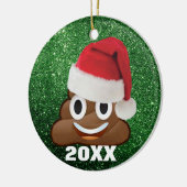 Santa Poop Emoji met kerstversiering voor kerstmis Keramisch Ornament (Links)