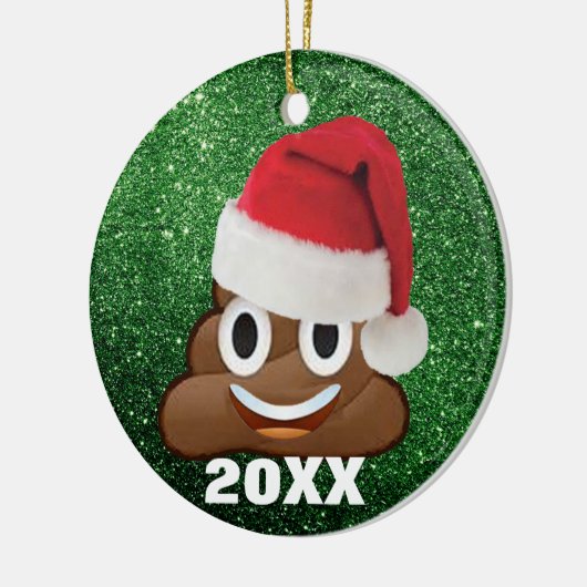 Santa Poop Emoji met kerstversiering voor kerstmis Keramisch Ornament (Links)