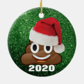 Santa Poop Emoji met kerstversiering voor kerstmis Keramisch Ornament (Achterkant)