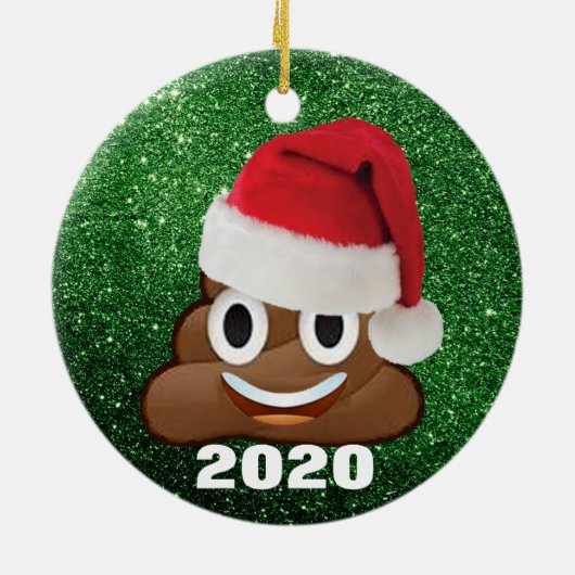 Santa Poop Emoji met kerstversiering voor kerstmis Keramisch Ornament (Achterkant)