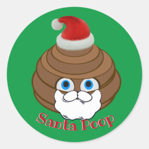 Santa Poop Emoji Ronde Sticker