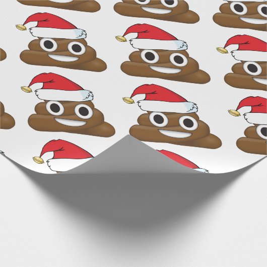 Santa Poop kerstcadeaus Wrap Emoji Cadeaupapier (Hoek)