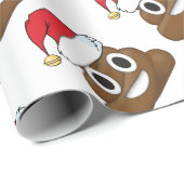 Santa Poop kerstcadeaus Wrap Emoji Cadeaupapier (Rol Hoek)