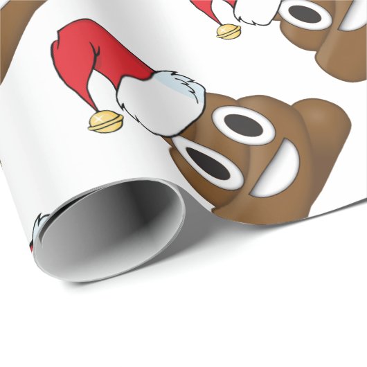 Santa Poop kerstcadeaus Wrap Emoji Cadeaupapier (Rol Hoek)