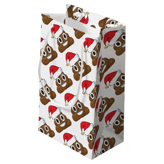 Santa Poop kerstcadeaus Wrap Emoji Klein Cadeauzakje (Achterkant Gekanteld)