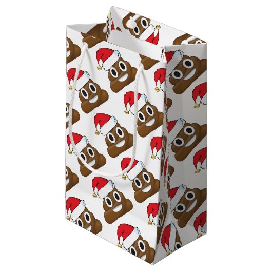 Santa Poop kerstcadeaus Wrap Emoji Klein Cadeauzakje (Voorkant Gekanteld)