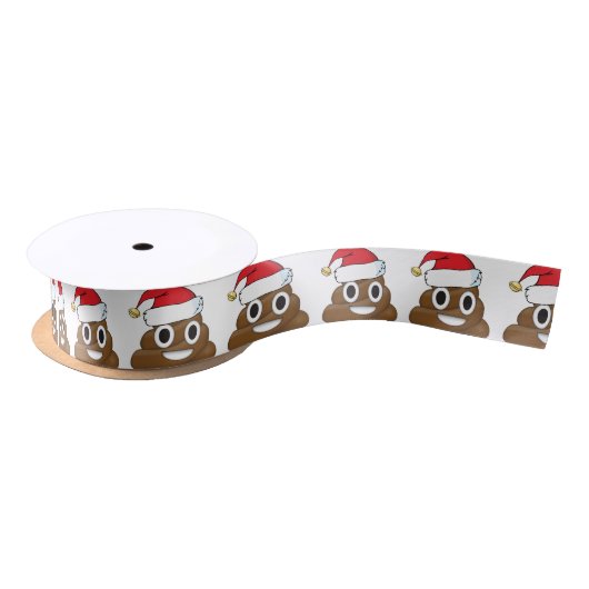 Santa Poop kerstcadeaus Wrap Emoji Satijnen Lint (Spoel)