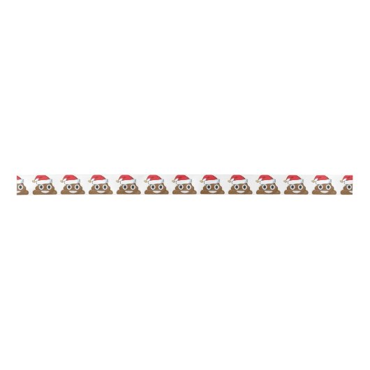 Santa Poop kerstcadeaus Wrap Emoji Satijnen Lint (Voorkant)