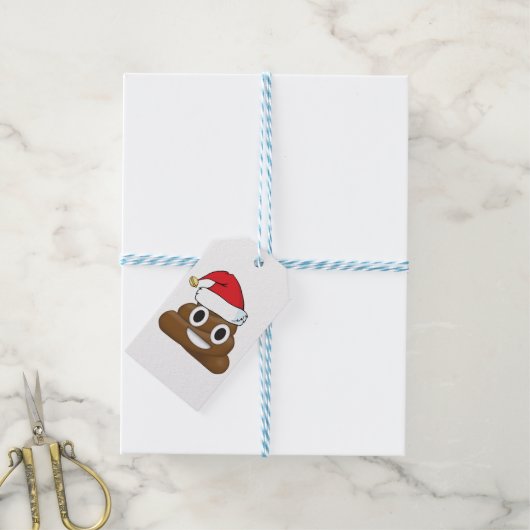 Santa Poop Kerstcadeauverpakking Emoji Cadeaulabel (Met Touw)