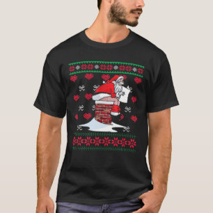 Santa Pooping Down Chimney Ugly Xmas Sweater Chris T-shirt
