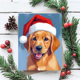 Santa Poot | Goud Retriever Puppy Kerstmis Feestdagenkaart