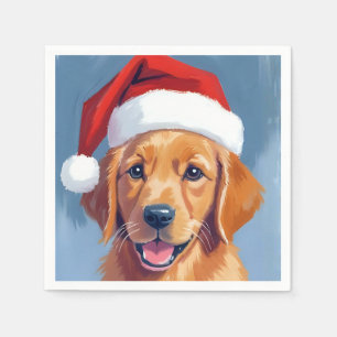 Santa Poot Goud Retriever Puppy Kerstmis Servet