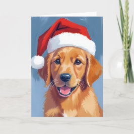 Santa Pootjes | Goud Retriever Puppy Kerstmis Kaart