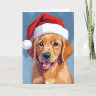 Santa Pootjes   Goud Retriever Puppy Kerstmis Kaart