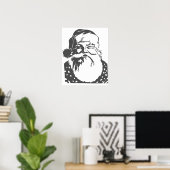 Santa Pop art Merry Kerstlight grijs Poster (Thuiskantoor)