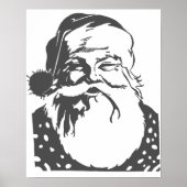 Santa Pop art Merry Kerstlight grijs Poster (Voorkant)