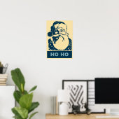 Santa Pop art Merry Kerstmis Ho Ho Poster (Thuiskantoor)