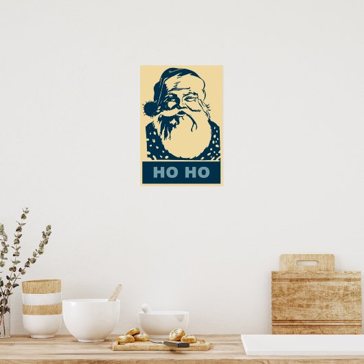 Santa Pop art Merry Kerstmis Ho Ho Poster (Keuken)