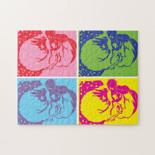 Santa Pop art Merry Kerstmis Legpuzzel (Horizontaal)