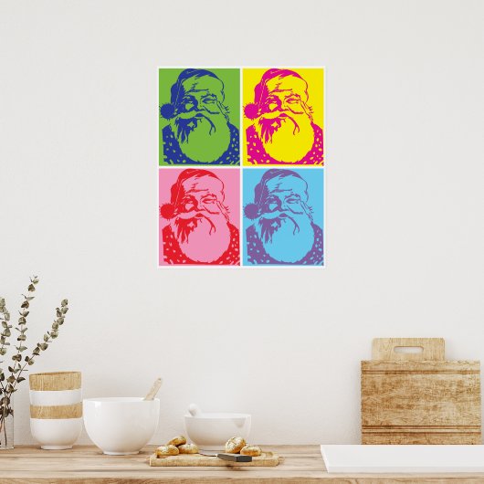 Santa Pop art Merry Kerstmis Poster (Keuken)