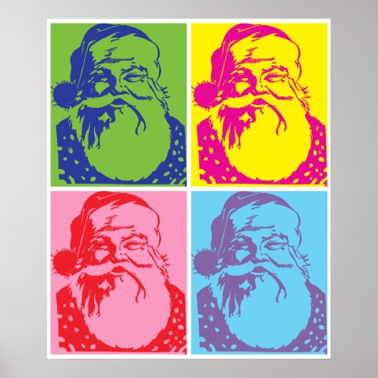Santa Pop art Merry Kerstmis Poster (Voorkant)